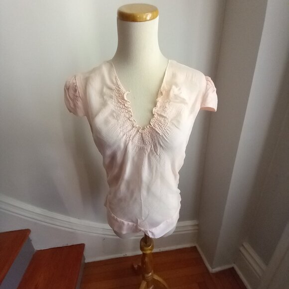 VICTORIA'S SECRET MODA INTERNATIONAL PINK CHIFFON SILK FAIRY BLOUSE NWT S - Picture 1 of 5